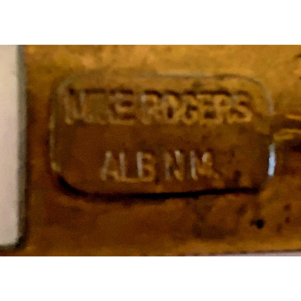 MIKE ROGERS Artist Custom Belt Buckle Albuquerque, NM, Vintage Brass Turquoise